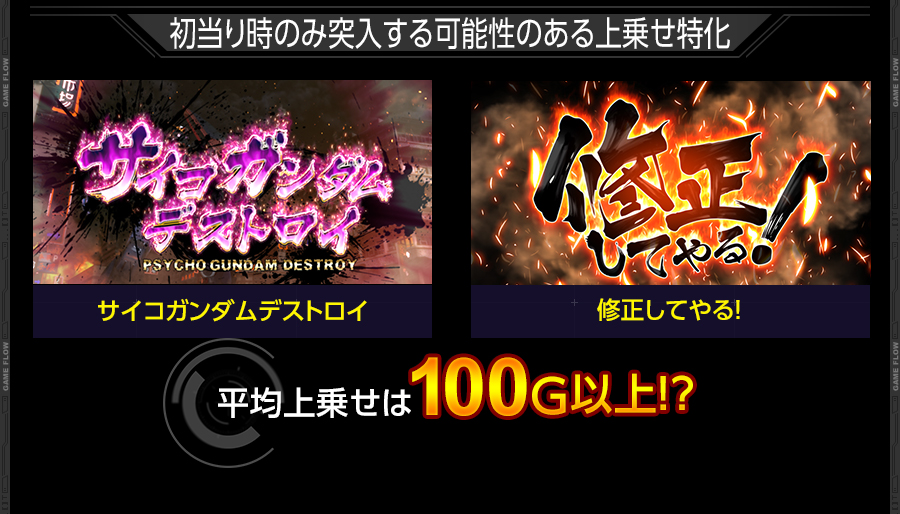 初当り時のみ突入する可能性のある上乗せ特化 サイコガンダムデストロイ 修正してやる！ 平均上乗せは100G以上!?